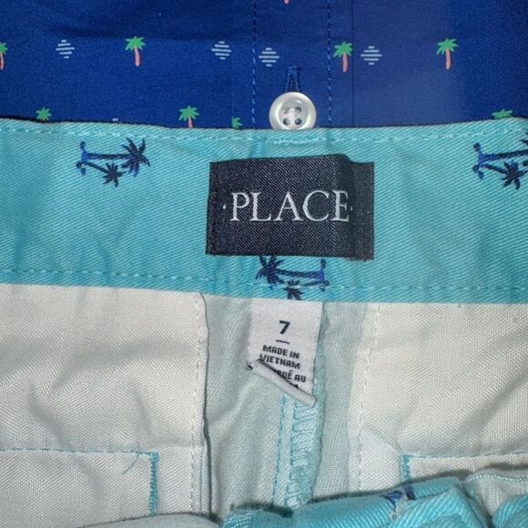 The children’s place palm tree outfit shorts size 7-small stain shirt nwt 7/8 - Picture 3 of 5